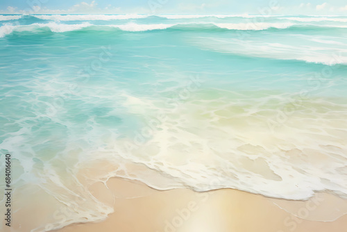 Beach with blue waves and sun background