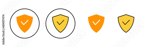 Shield check mark icon set for web and mobile app. Protection approve sign. Insurance icon