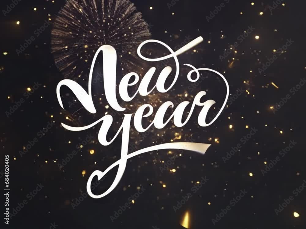gold happy new year 2024 text animation sparkle gold happy new year 2024 text animation sparkle