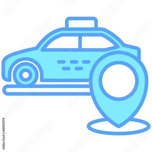 Car Location blue color icons, related to transportation, ride sharing theme