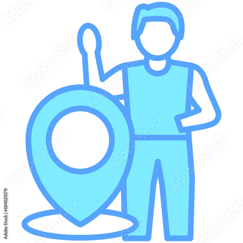 Map Pin blue color icons, related to transportation, ride sharing theme