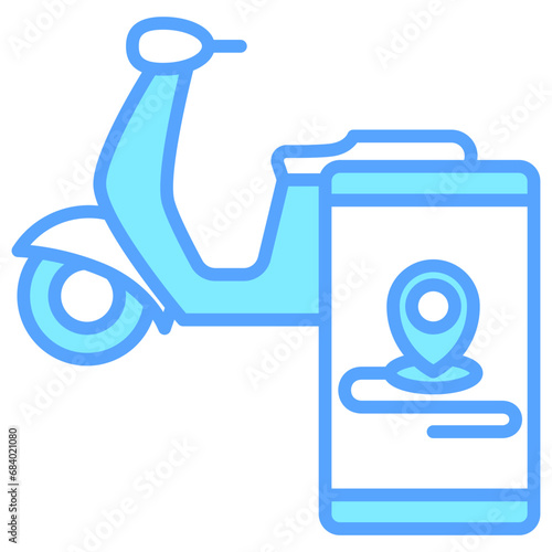 Scooter blue color icons, related to transportation, ride sharing theme