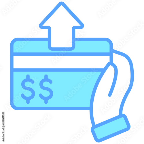 Credit Card blue color icons, related to transportation, ride sharing theme