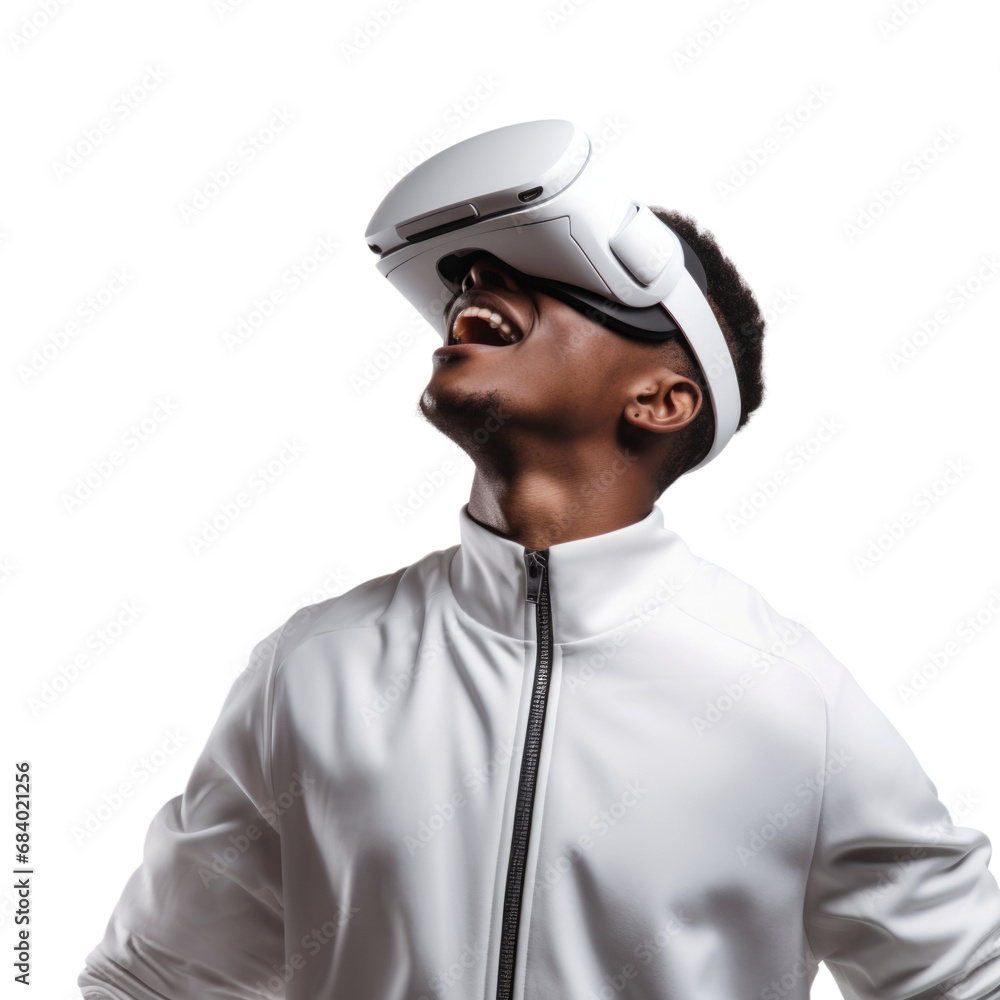 People wear virtual reality headset in transparent background People wear virtual reality headset in transparent background