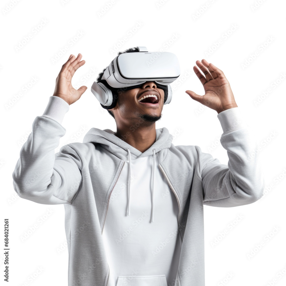 People wear virtual reality headset in transparent background People wear virtual reality headset in transparent background