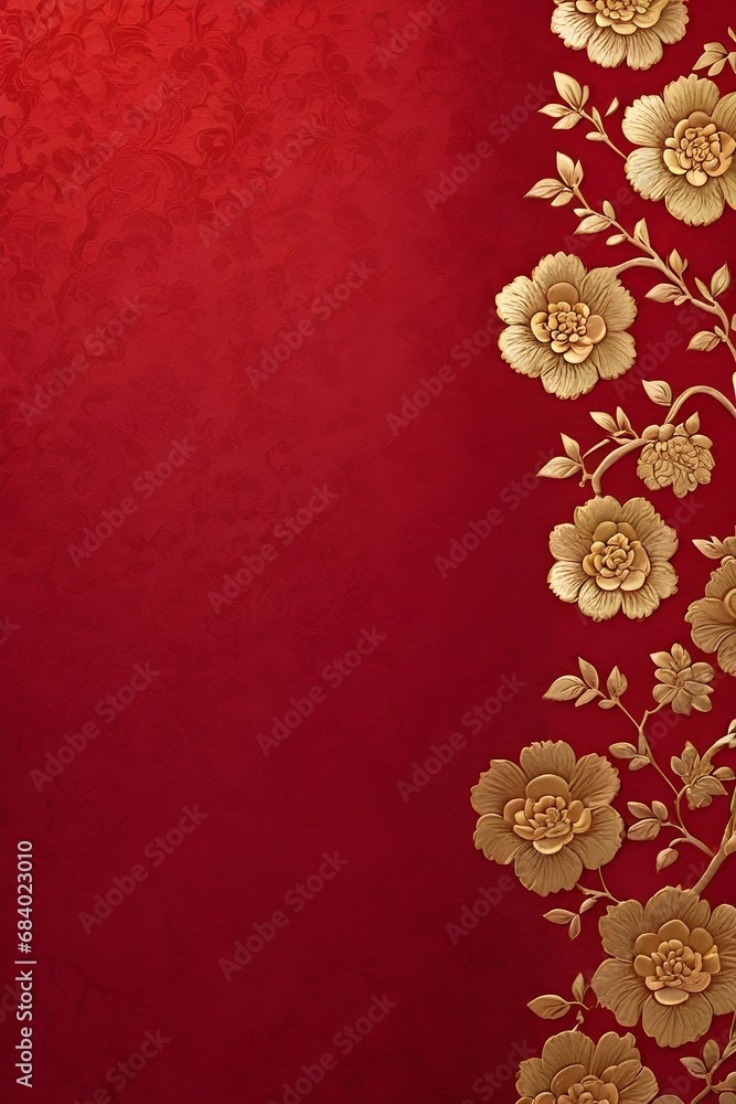 04 Red background and golden flowers 04 Red background and golden flowers