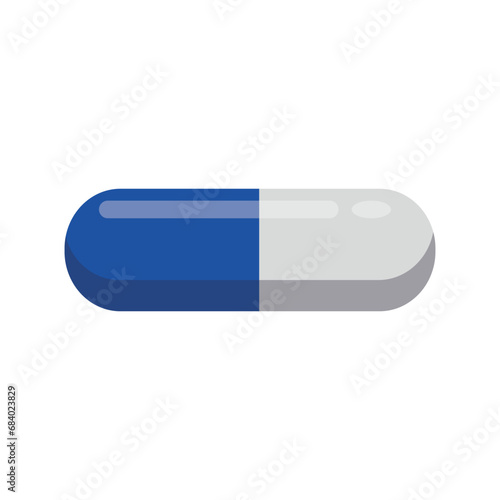 Capsule with medication on white background
