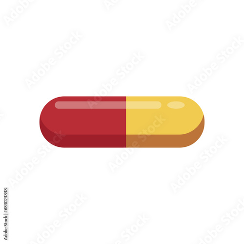 Capsule with medication on white background