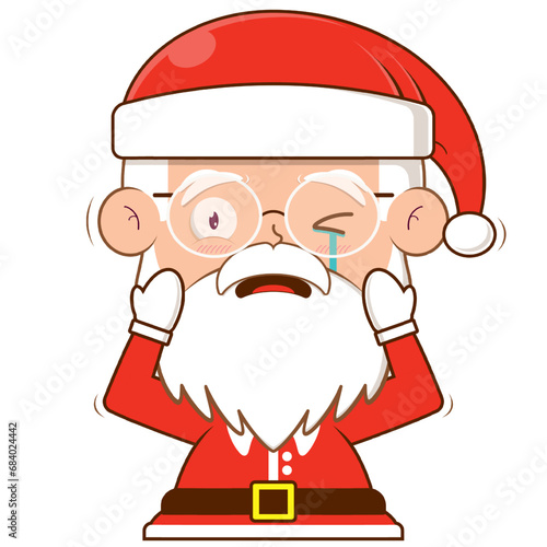 santa claus crying and scared face cartoon cute