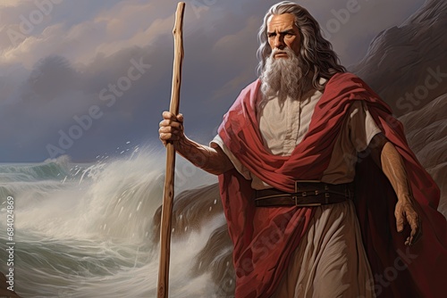 Prophet Moses Dividing the Sea Illustration photo
