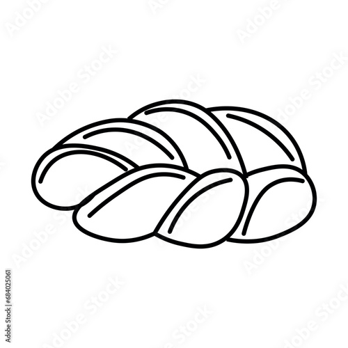 Drawn challah bread on white background