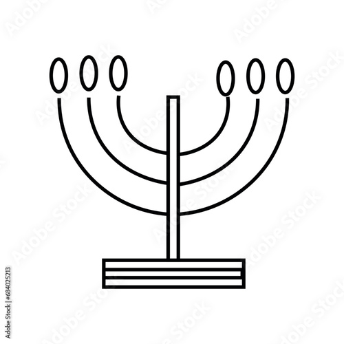 Drawn menorah on white back...