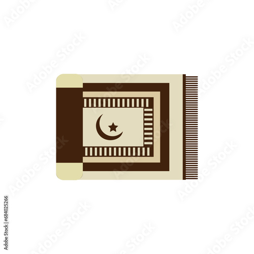 Muslim prayer mat on white ...