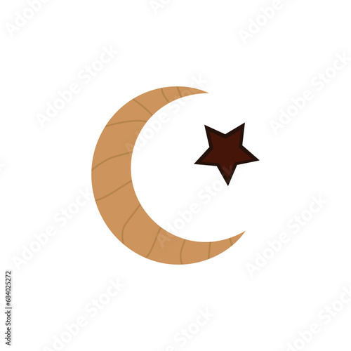 Crescent and star on white ...