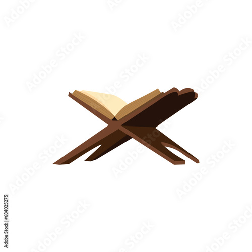 Koran book and rehal on white background