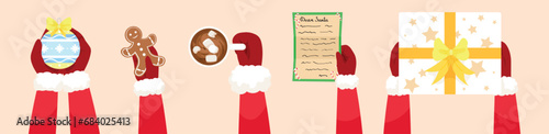 Set of Santa Claus hands ho...
