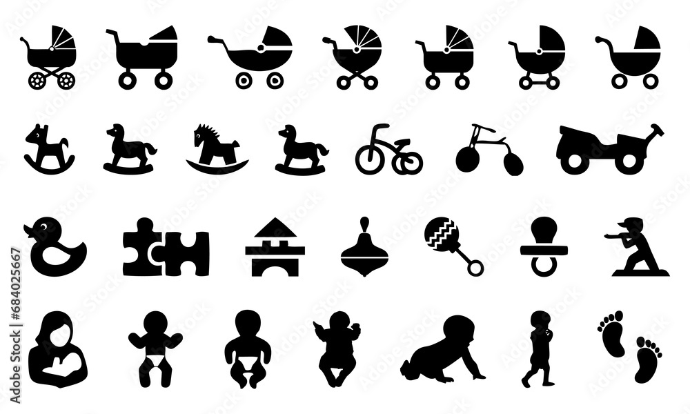 Baby and toys icon bundle