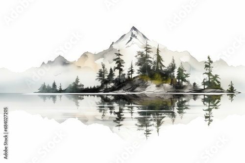 Reflections in Tranquility Lake Amidst Majestic Mountains