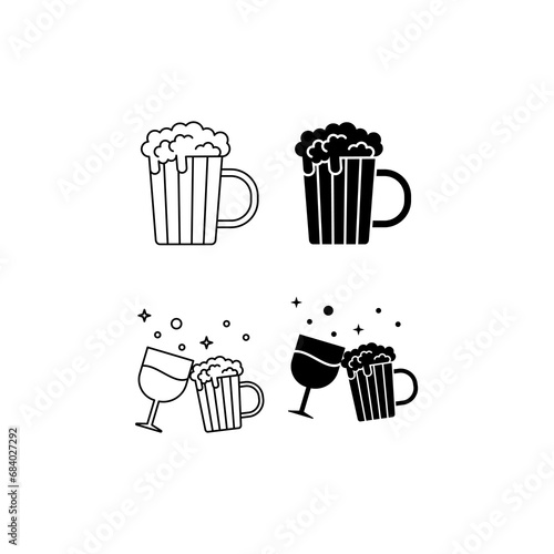 
Beer cheer line icon and black fill icon, drink and party, beer glass and coocktail glass vector icon, editable stroke outline sign
