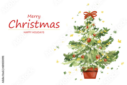 Hand drawn watercolor template with christmas theme.