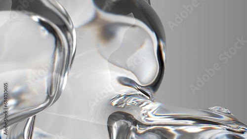 Colorless Organic Glass Organic Refreshing Refraction and Reflection Elegant Modern 3D Rendering Abstract Background