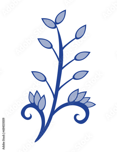 chinese porcelain blue plant