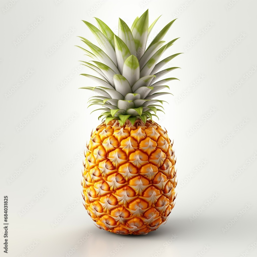 Pineapple fruit with leaf isolated on white background, Fresh Pineapple on White Background Pineapple fruit with leaf isolated on white background, Fresh Pineapple on White Background