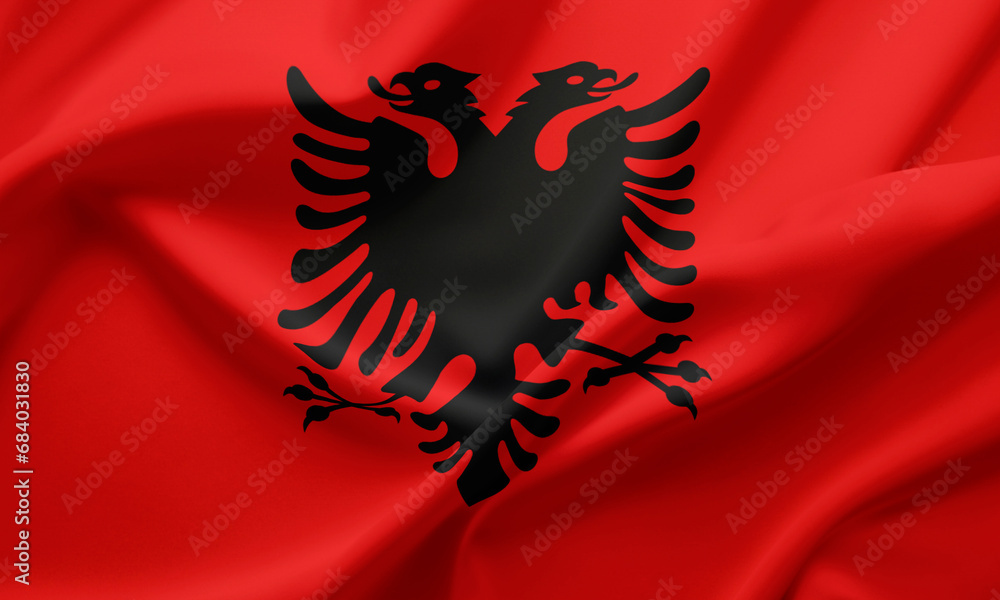 Closeup Waving Flag of Albania Closeup Waving Flag of Albania