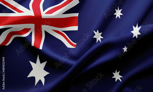 Closeup Waving Flag of Australia
