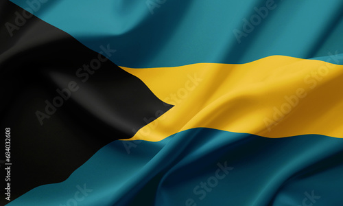 Closeup Waving Flag of Bahamas