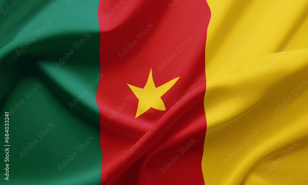 Closeup Waving Flag of Cameroon Closeup Waving Flag of Cameroon