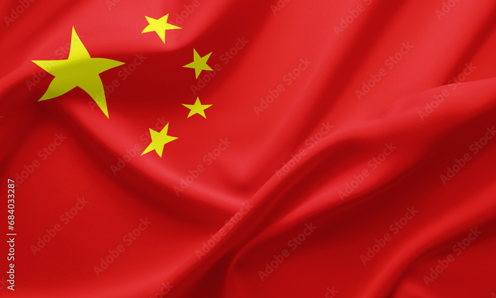 Closeup Waving Flag of China Closeup Waving Flag of China