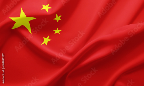 Closeup Waving Flag of China