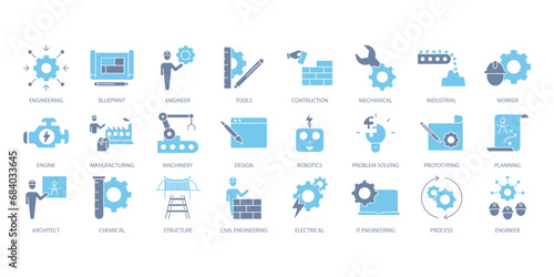 Engineering icons set. Set of editable stroke icons.Vector set of Engineering