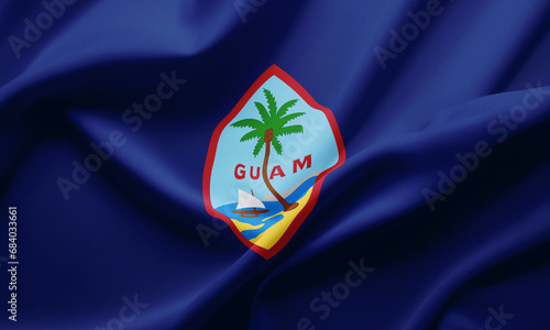 Closeup Waving Flag of Guam photo