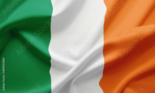 Closeup Waving Flag of Ireland