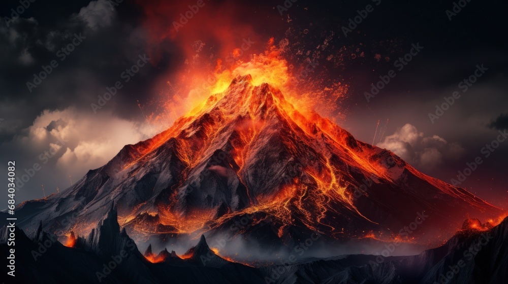 a mountain with lava coming out of it