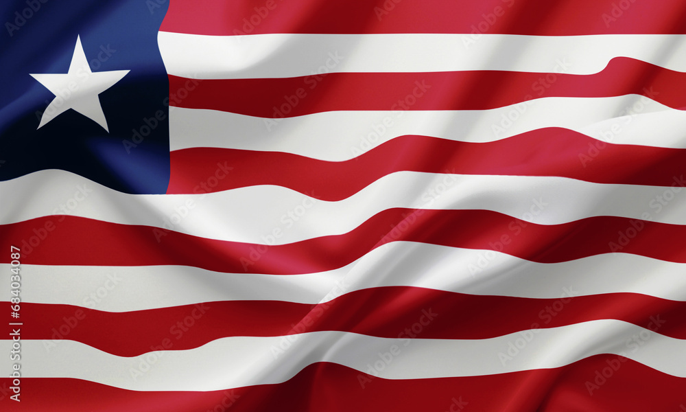 Obraz premium Closeup Waving Flag of Liberia