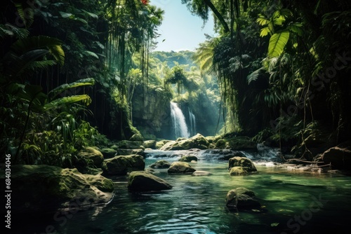 a waterfall in a forest