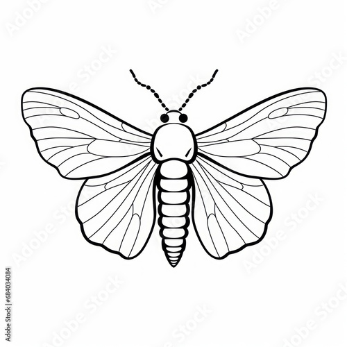 a black and white drawing of a moth