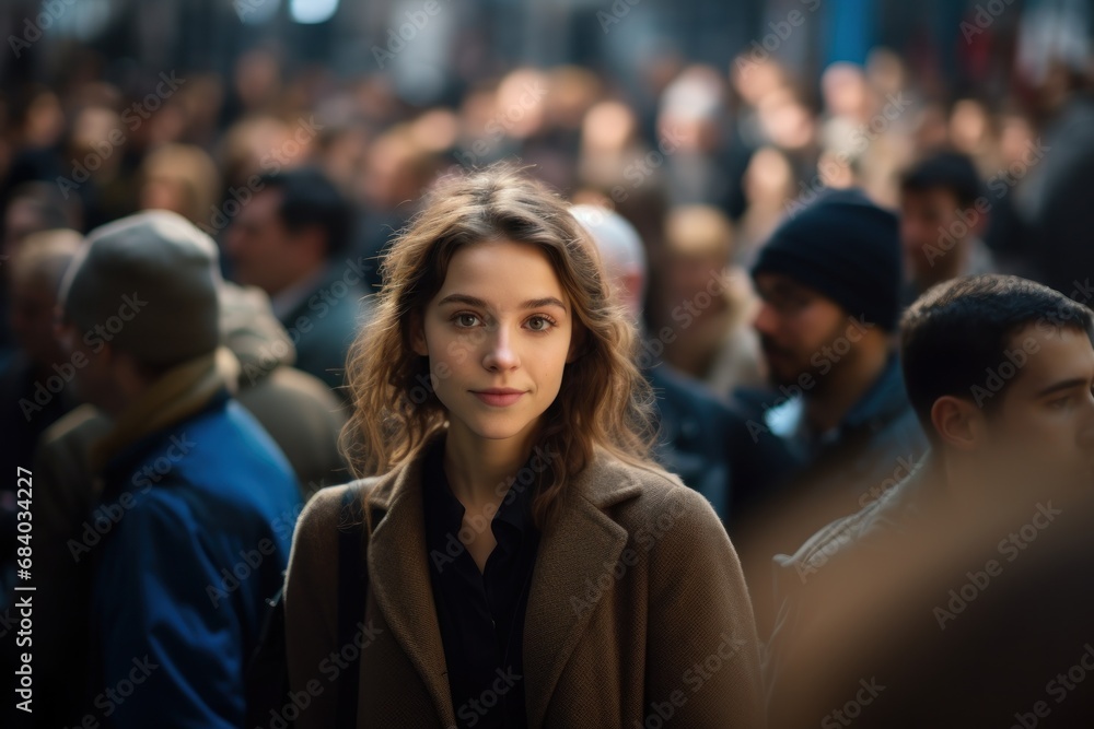 a woman in a crowd of people