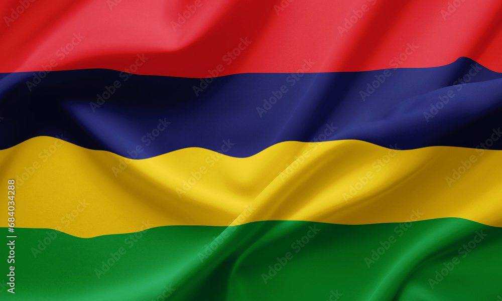 Closeup Waving Flag of Mauritius Closeup Waving Flag of Mauritius