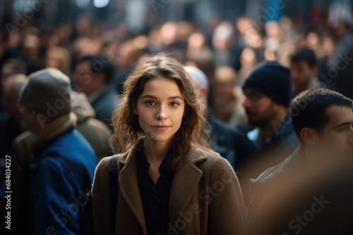 a woman in a crowd of people