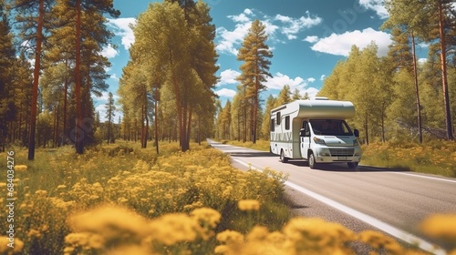 Camper van on the road 