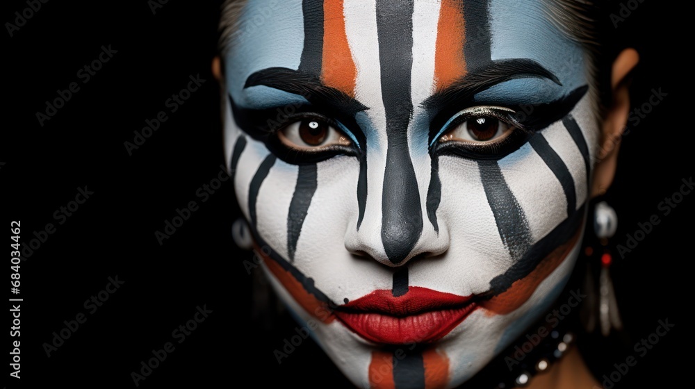 a woman with face paint a woman with face paint