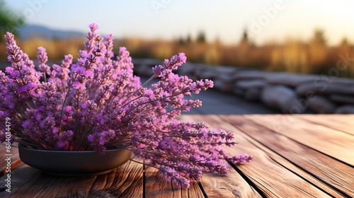 lavender flowers on wooden background