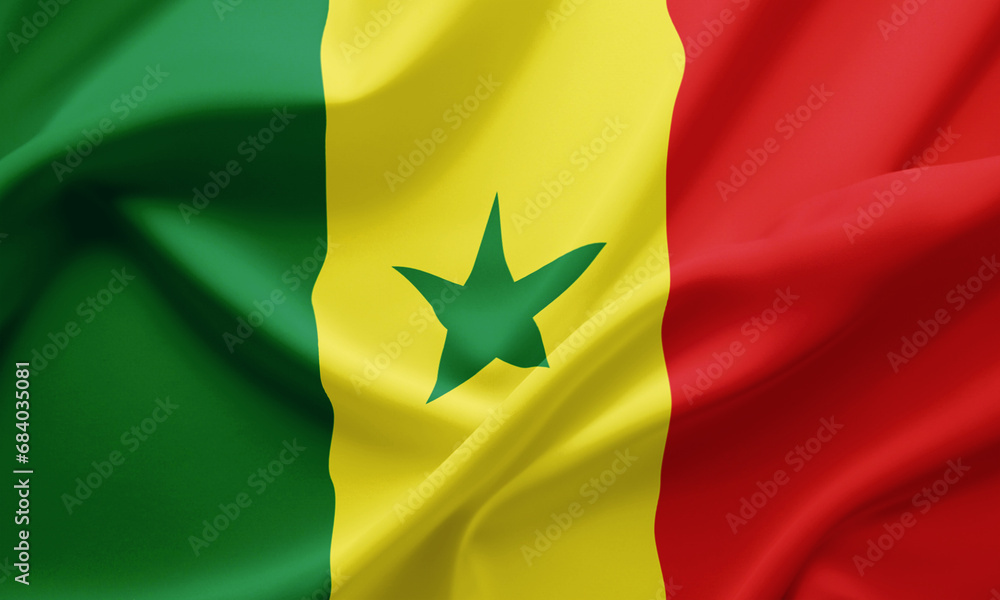 Closeup Waving Flag of Senegal Closeup Waving Flag of Senegal