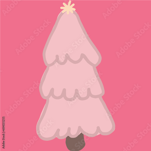 pastel christmas tree line art drawing