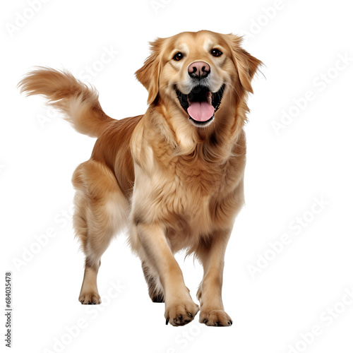 Golden retriever isolated on white background, transparent cutout © The Stock Guy