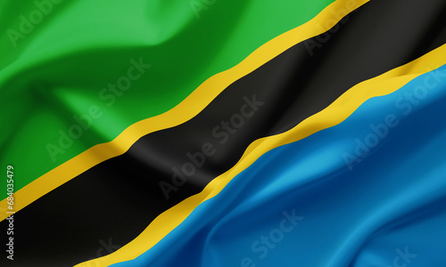Closeup Waving Flag of Tanzania